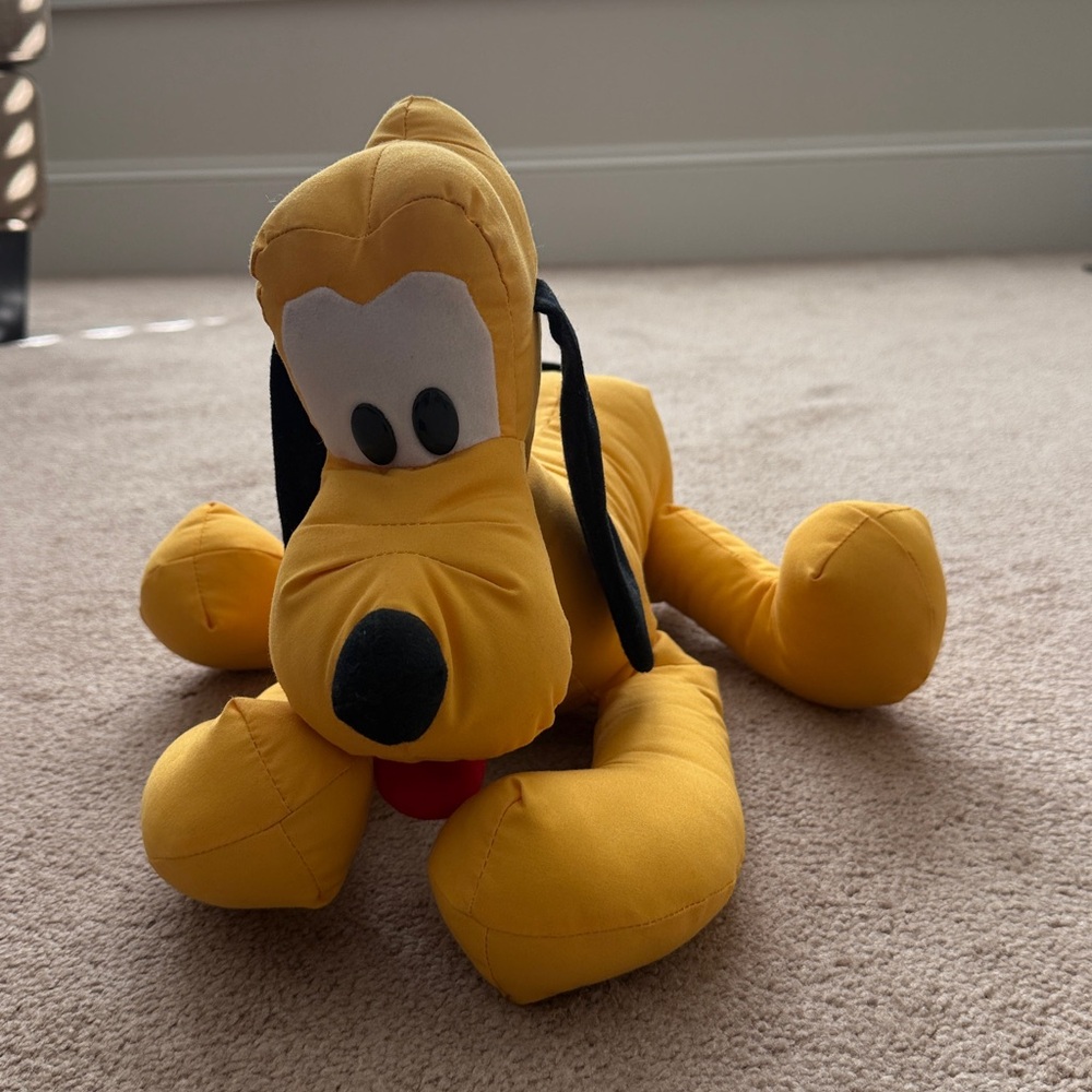 Charming Yellow/Orange Pluto Dog Plush Toy with Black Ears and Tail Disney